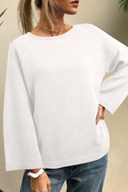 Pink Solid Color Knit Loose Bracelet Sleeve Dolman Sweater