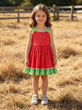 Girls Spring and Summer Watermelon Suspender Dress