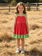Girls Spring and Summer Watermelon Suspender Dress