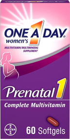 One A Day Women’s Prenatal 1 Multivitamin with DHA and Folic Acid, 60 Count – Support for Mom and Baby Before, During, and After Pregnancy – 60 Softgels