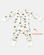 Custom Dogs Photo "Protected By" Bamboo Convertible Zippered Romper