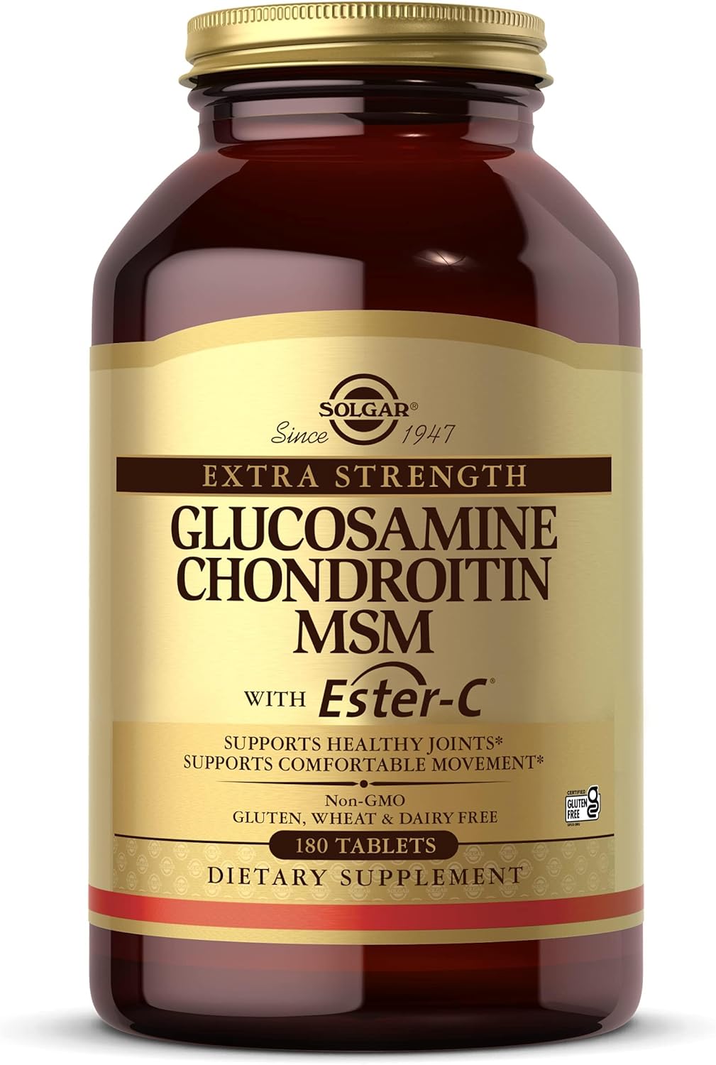 Solgar Extra Strength Glucosamine Chondroitin MSM with Ester-C, 180 Tablets (60 Servings)