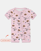 Custom Dog Photo Pattern "Protected By" Bamboo Shorty Zippered Romper