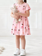 Children's Ballerina Print Short Sleeve Dress