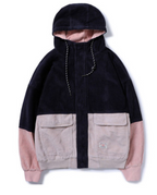 Spring Loose Cotton Corduroy Hooded Jacket for Women