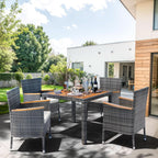 Five Piece Wicker Patio Dining Set with Cushions