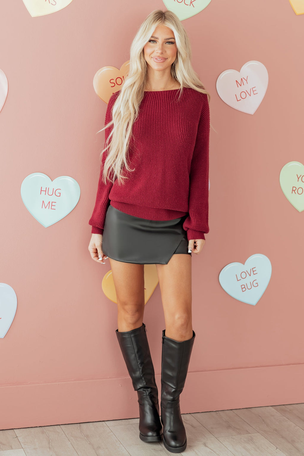 Jet Stream Ribbed Knit Ribbon Knot Backless Drop Shoulder Sweater