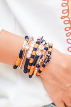 Russet Orange 7pcs Game Day Football Stackable Bracelet Set