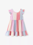 Children's Striped Ruffle Sleeve Casual Dress