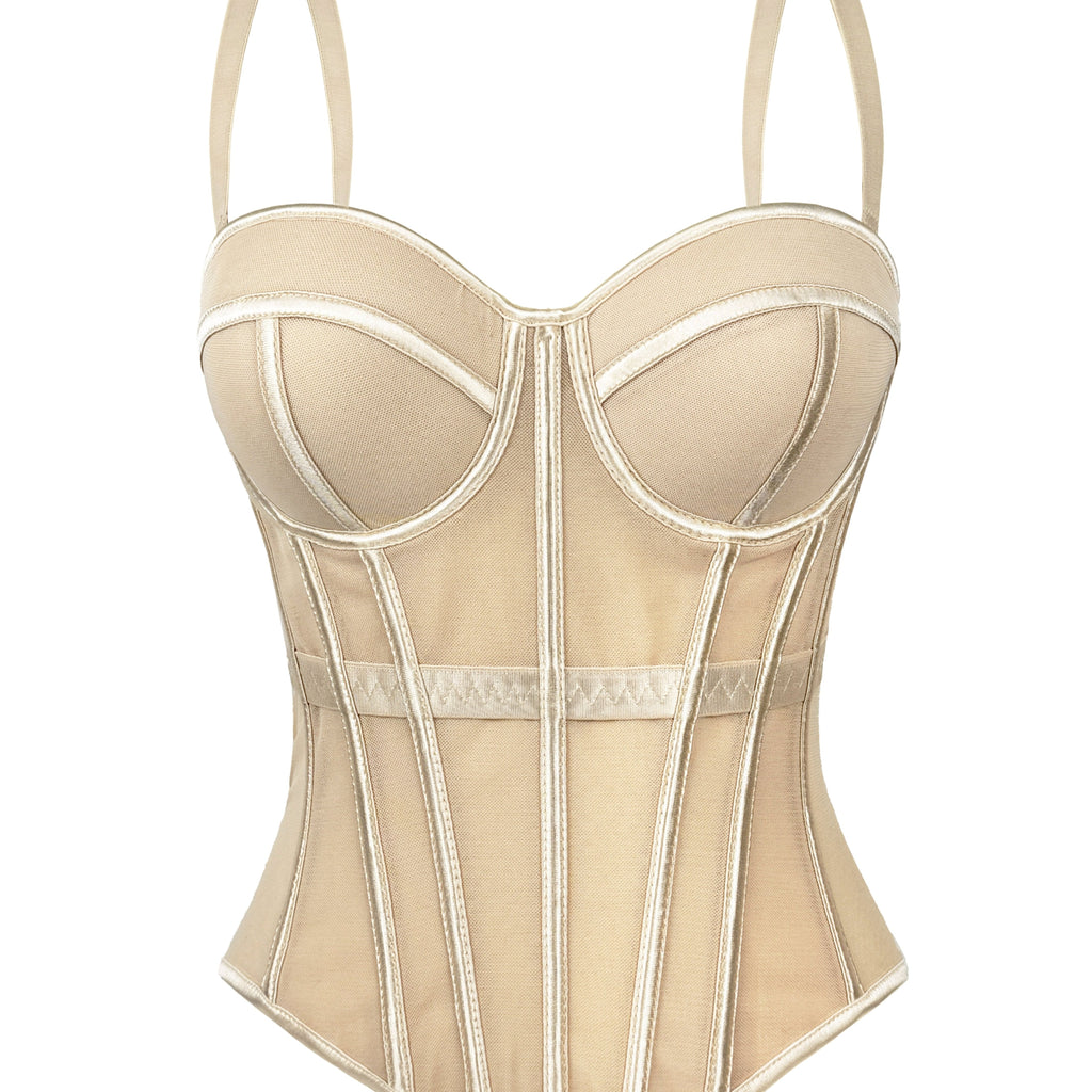 Mesh See-Through Fishbone Corset