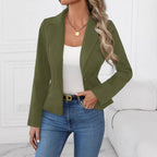 Women's Slim Fit Solid Color Blazer – French Style Long Sleeve Jacket