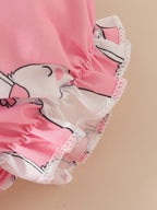 Children's Bunny Print Smocked Dress & Headband Set
