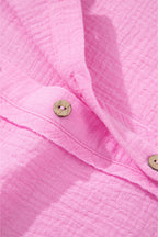 Bonbon Mineral Wash Textured Ruffle Trim Short Sleeve Shirt