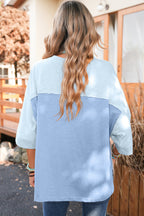 Green Flower Patched Exposed Seam 3/4 Sleeve top