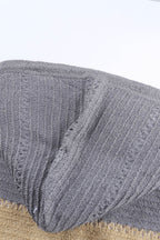 Multicolor Zipped Front Colorblock Hollow-out Knit Hoodie