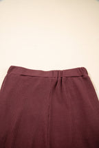 Red Dahlia Solid Color Ribbed Ruffle Tank Top and Pants Set