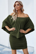 Plus size  Dressing Layered Fiery Red Mini Poncho Dress