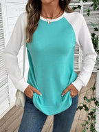 Waffle Knit Raglan Sleeve T-Shirt