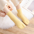 Women's Fleece-lined Thermal Winter Toe Socks Mid-calf Thick Warm