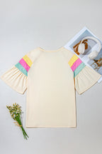 White Colorblock Short Sleeve Round Neck T-Shirt