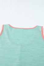 Leopard Color Block Decorative Button Tank