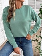 Side Slit Round Neck Sweatshirt