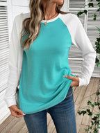 Waffle Knit Raglan Sleeve T-Shirt