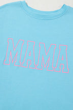 Light Blue MAMA Letter Graphic Neon T Shirt