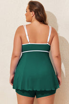 Skobeloff Plus Size Ribbed Contrast Trim Adjustable Straps 2pcs Swimsuit