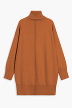Black Solid Color Turtleneck Drop Shoulder Loose Sweater Dress