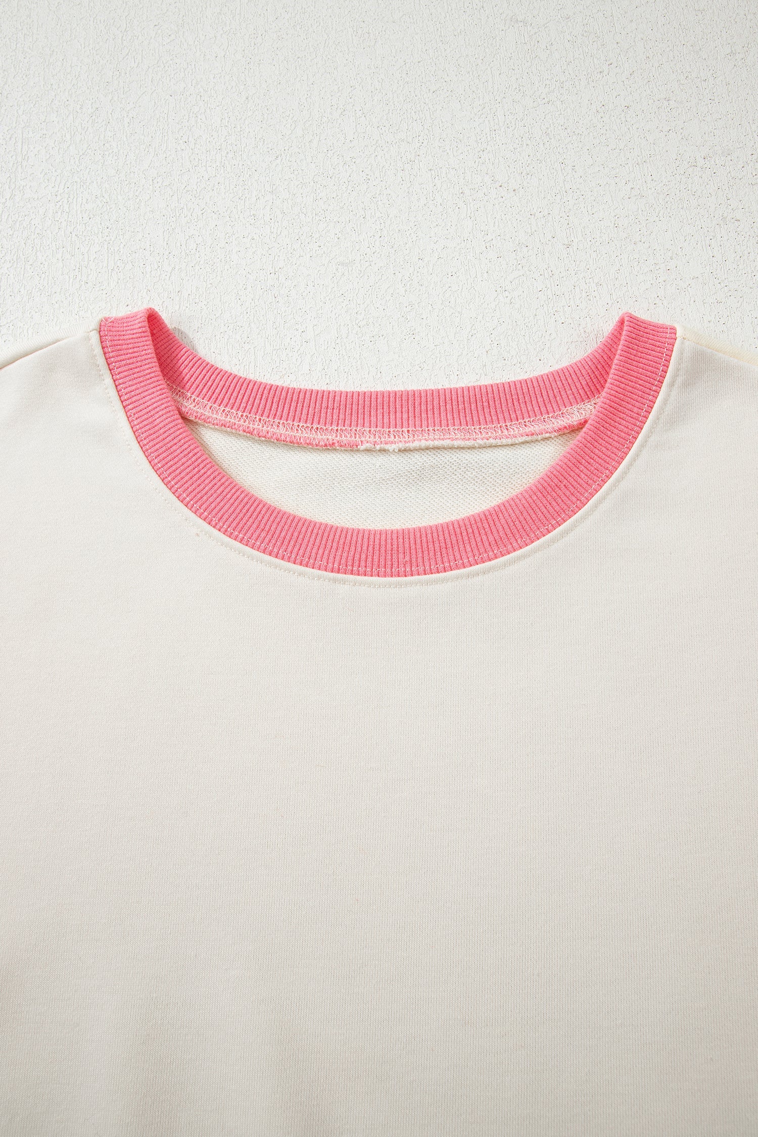 White Color Block Striped Patchwork Dolman Slit Sweatshirt