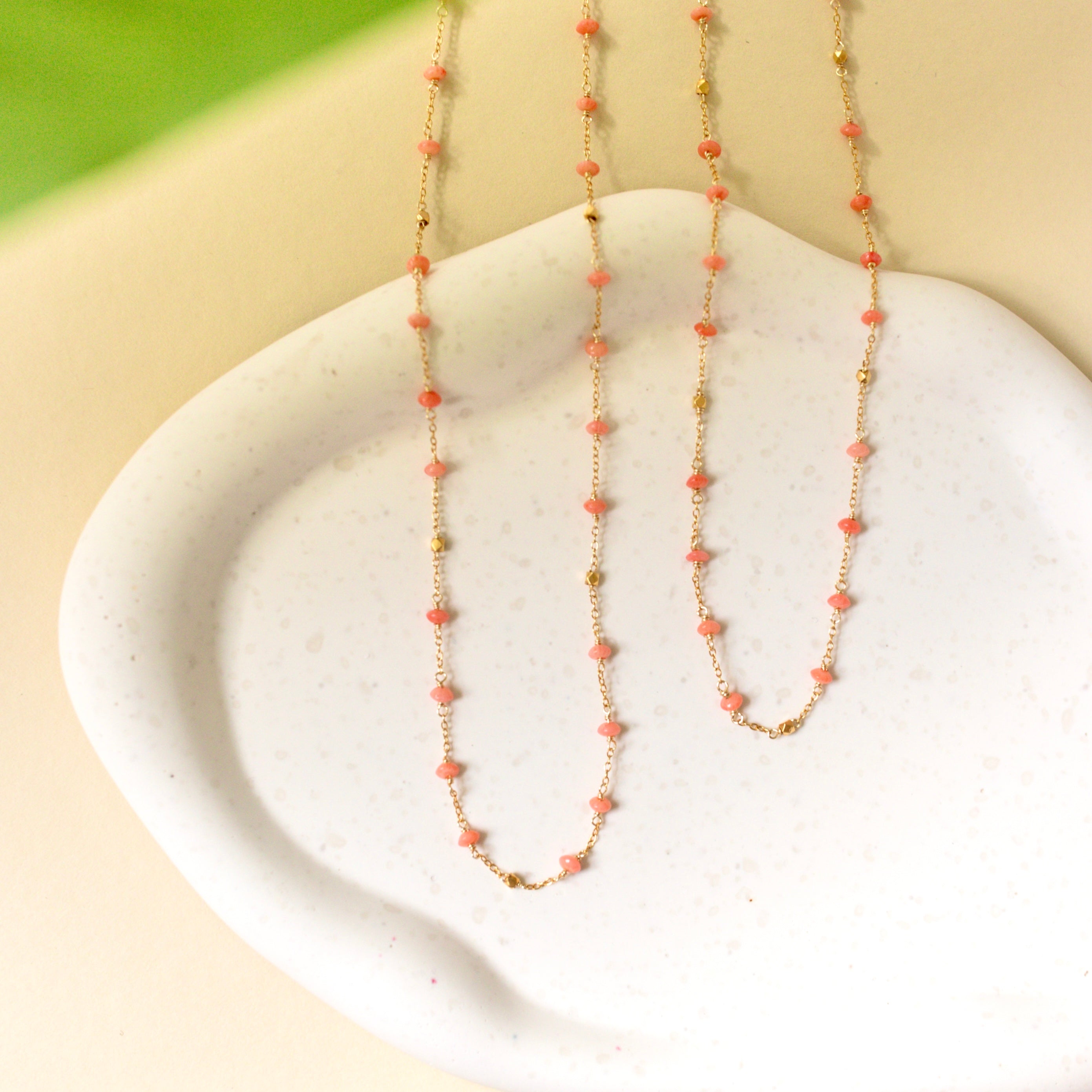 Margarita Chains - Green Onyx, Moonstone, Coral