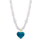 Ocean Blue Heart Pendant Necklace - Murano Glass Heart Necklace
