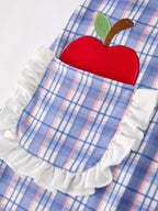 BACK TO SCHOOL Pocket Applique Check Girls Dress