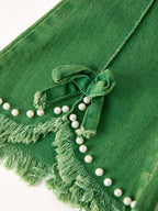 Green Flared Elastic Jeans