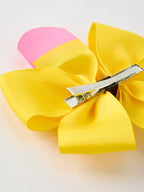 Back To School Pencil Bow 4.3 inch Hair Clip