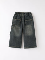 Girls Bow Stretch Wide-Leg Jeans