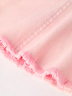 Pink Bell Bottom Jeans – Frayed Hem with Cargo Pockets