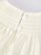 Spring White Girls Dress with Pink Bow Embroidery