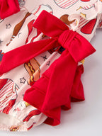 Baby Girl Romper with Red Bows Baseball Print