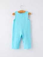 Baby Boy Baseball Romper – Blue Sleeveless Sports Outfit with Embroidery