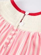 Baby Girls Baseball Embroidery Romper – Pink Stripe Casual Outfit