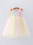 Pastel Rainbow Sequin Tulle Party Girls Dress