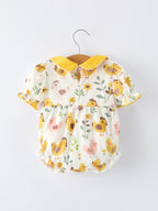 Spring Chick Scallop Short-Sleeve Girl Romper