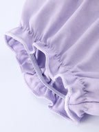 Spring Purple Floral Bow Ruffle Girl Bloomer Set