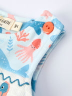 Marine Animal Smocking Embroidered Baby Boys' Romper