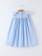 Blue Petal Peter Pan Collar Bishop Christening Girls Dress