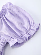Spring Purple Short-sleeved Girls Jumpsuit