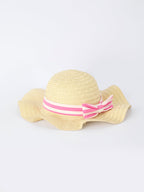 Spring  Pink Striped Ruffled Girls' Dress with Hat