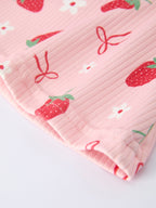 Strawberry Bow Girls Ruffle Top and Bell Bottoms Set